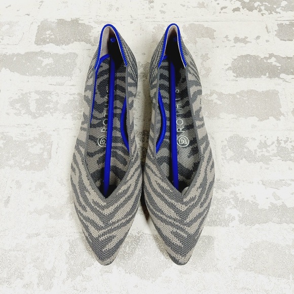 NEW Rothy's The Flat Grey Zebra Knit Round Toe Slip On Loafers E877 - Picture 2 of 10